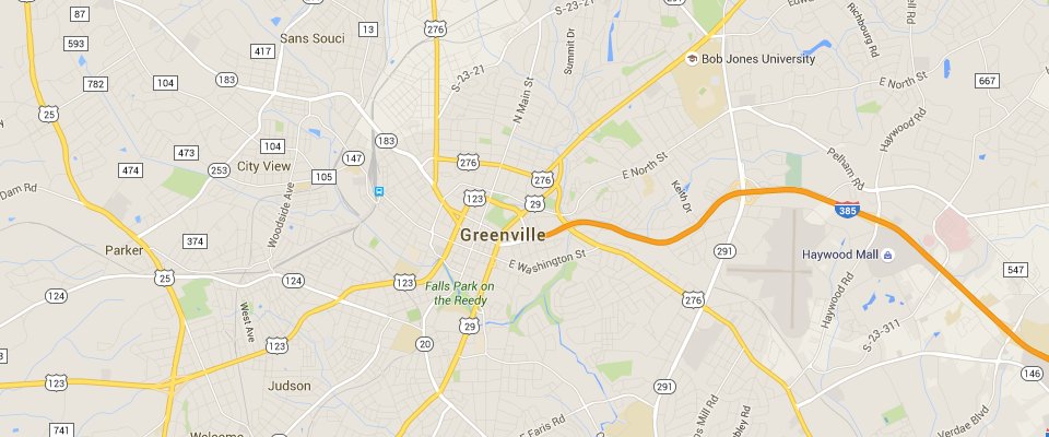 Greenville Dumpster Rental Service Area Map